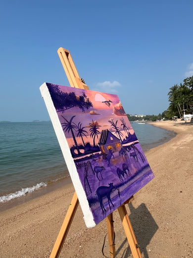 Little Buffalo Calves Are Playing Football by Aleksandr Mukhin |  Side View of Artwork 