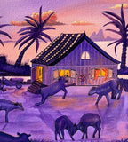 Original art for sale at UGallery.com | Little Buffalo Calves Are Playing Football by Aleksandr Mukhin | $1,200 | acrylic painting | 20.5' h x 19.7' w | thumbnail 4