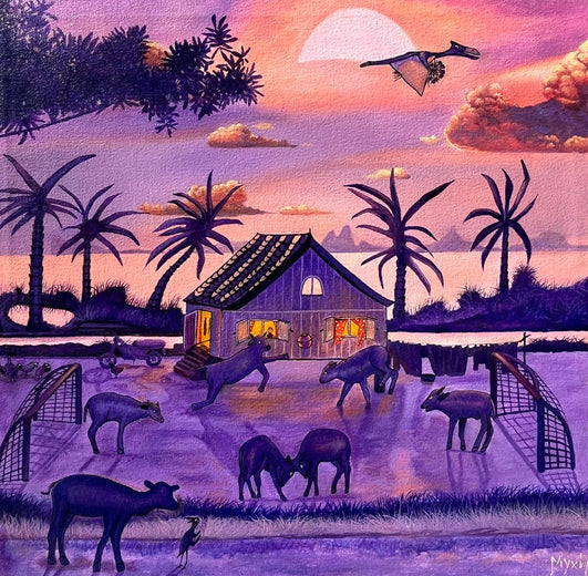 Little Buffalo Calves Are Playing Football by Aleksandr Mukhin |  Artwork Main Image 