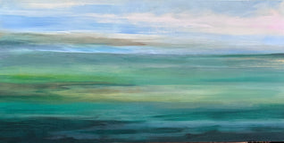 Original art for sale at UGallery.com | Beyond the Sea by Alicia Dunn | $2,300 | acrylic painting | 24' h x 48' w | thumbnail 1