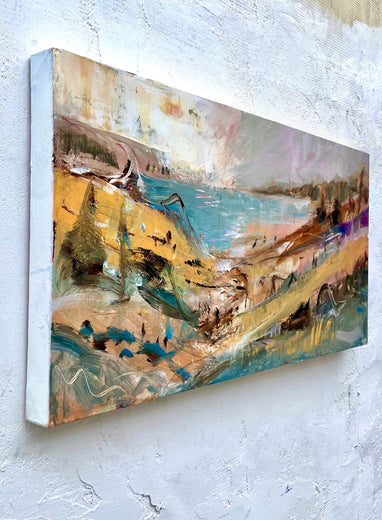 Abstract Lake Landscape by Allen Wittert |  Side View of Artwork 
