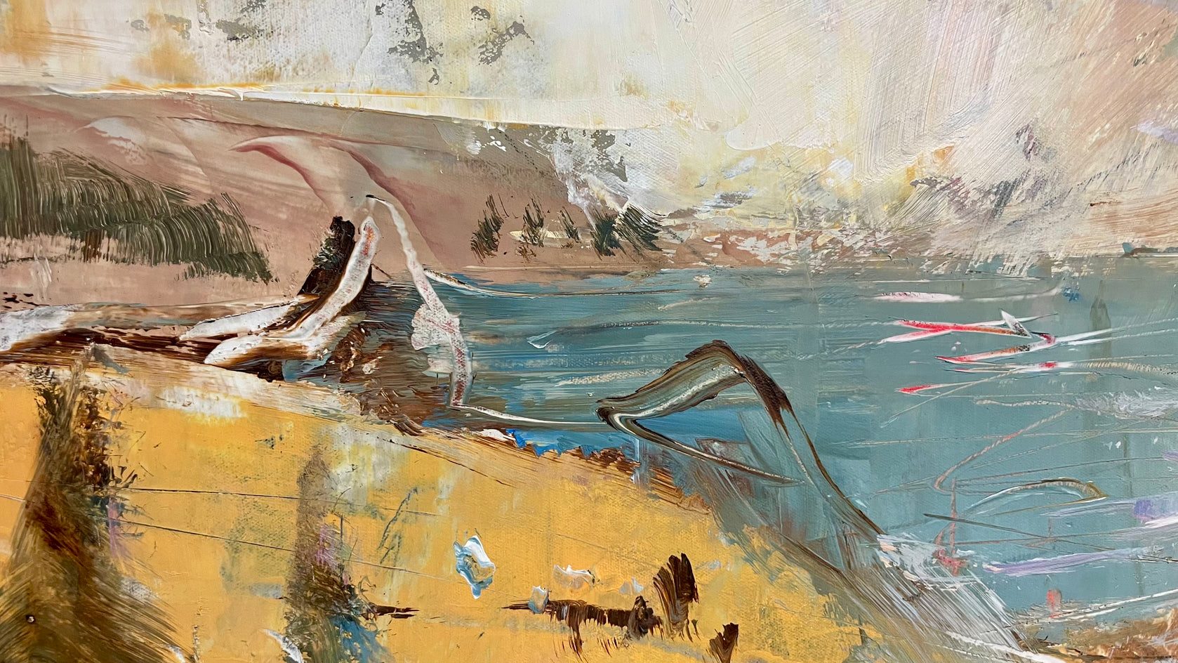 Abstract Lake Landscape by Allen Wittert |  Closeup View of Artwork 