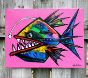 Original art for sale at UGallery.com | Anglerfish by Allen Wittert | $900 | acrylic painting | 18' h x 24' w | thumbnail 3