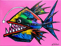 Original art for sale at UGallery.com | Anglerfish by Allen Wittert | $900 | acrylic painting | 18' h x 24' w | thumbnail 1
