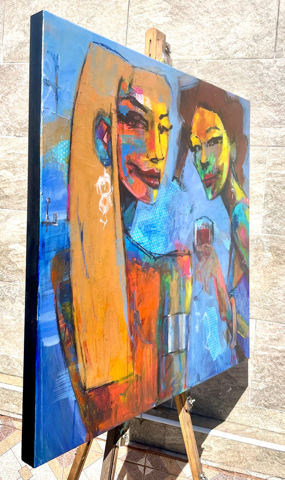 Two Glasses, One Story by Allen Wittert |  Side View of Artwork 