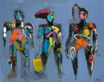 Original art for sale at UGallery.com | Beach Visitors by Allen Wittert | $3,300 | acrylic painting | 36.5' h x 47.25' w | thumbnail 1