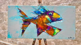Original art for sale at UGallery.com | Bite Me by Allen Wittert | $1,800 | acrylic painting | 16' h x 31.75' w | thumbnail 3
