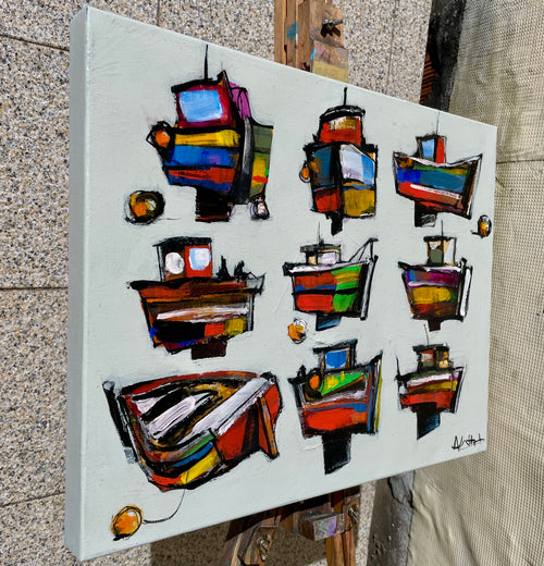 Boats by Allen Wittert |  Side View of Artwork 