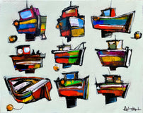 Original art for sale at UGallery.com | Boats by Allen Wittert | $800 | acrylic painting | 16' h x 20' w | thumbnail 1