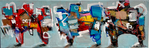 Original art for sale at UGallery.com | Bots Don’t Need Swimsuits by Allen Wittert | $800 | acrylic painting | 8' h x 23.5' w | thumbnail 1