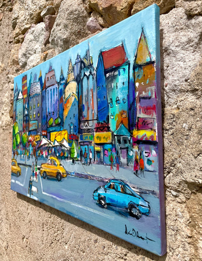 City in Motion by Allen Wittert |  Side View of Artwork 