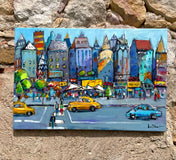 Original art for sale at UGallery.com | City in Motion by Allen Wittert | $900 | acrylic painting | 16' h x 24' w | thumbnail 3