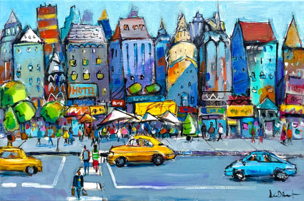 acrylic painting by Allen Wittert titled City in Motion