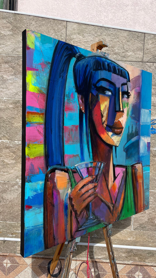 Cubist Martini by Allen Wittert |  Side View of Artwork 