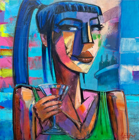 acrylic painting by Allen Wittert titled Cubist Martini