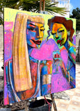 Original art for sale at UGallery.com | Nightclub Gossip by Allen Wittert | $3,900 | acrylic painting | 35.5' h x 35.5' w | thumbnail 2