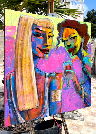 Nightclub Gossip by Allen Wittert |  Side View of Artwork 