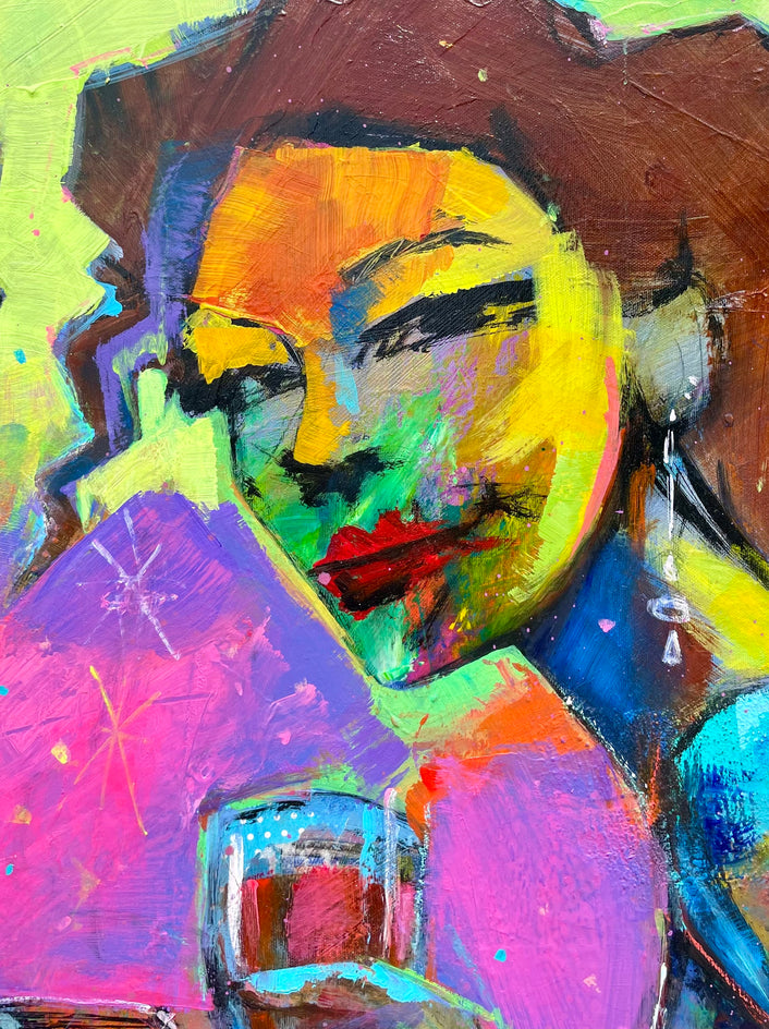 Nightclub Gossip by Allen Wittert |  Closeup View of Artwork 