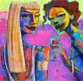 Original art for sale at UGallery.com | Nightclub Gossip by Allen Wittert | $3,900 | acrylic painting | 35.5' h x 35.5' w | thumbnail 1