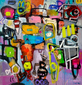 Original art for sale at UGallery.com | First Day Designing at Boston Dynamics by Allen Wittert | $5,300 | acrylic painting | 47.5' h x 45.75' w