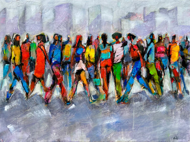 acrylic painting by Allen Wittert titled Moving as One
