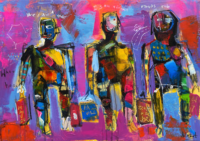 acrylic painting by Allen Wittert titled Hittin’ the Streets