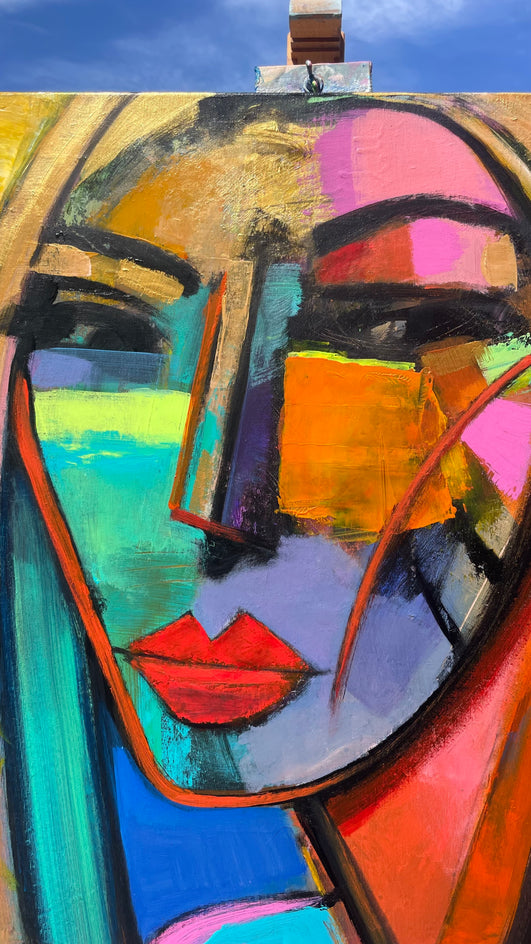 Portrait in  a Room with a View by Allen Wittert |  Closeup View of Artwork 