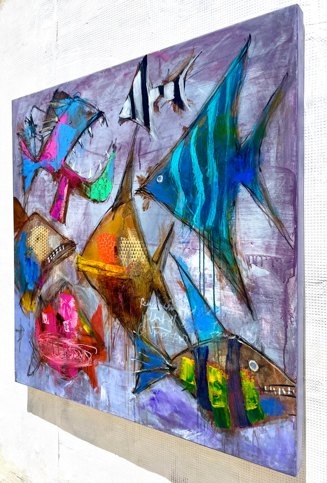 Reef Gathering by Allen Wittert |  Side View of Artwork 