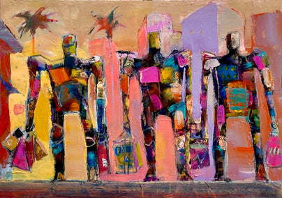 acrylic painting by Allen Wittert titled Shopping Melrose