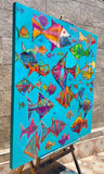 Original art for sale at UGallery.com | Tropical Neck of the Woods by Allen Wittert | $5,100 | acrylic painting | 47' h x 44' w | thumbnail 2