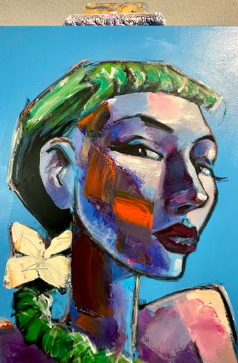 White Petal, Blue Hour by Allen Wittert |   Closeup View of Artwork 