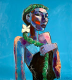 Original art for sale at UGallery.com | White Petal, Blue Hour by Allen Wittert | $6,100 | acrylic painting | 47.5' h x 44' w | thumbnail 1