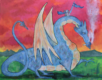 Original art for sale at UGallery.com | Adventures with a Dragon by Andrea Doss | $975 | acrylic painting | 22' h x 28' w | thumbnail 1