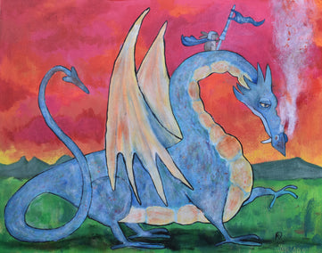 acrylic painting by Andrea Doss titled Adventures with a Dragon