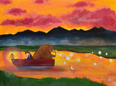acrylic painting by Andrea Doss titled Sunset on the River