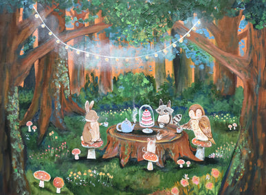 acrylic painting by Andrea Doss titled Tea at Sunset