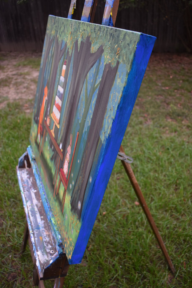 Tea in the Firefly Woods by Andrea Doss |  Side View of Artwork 