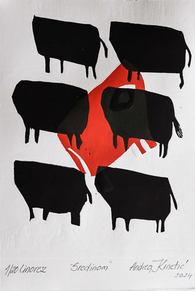 Original art for sale at UGallery.com | In the Middle by Andrea Krnetic Grbic | $500 | printmaking | 9.06' h x 6.1' w