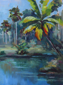 oil painting by Andres Lopez titled By the River’s Shadow