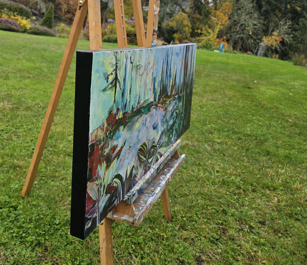 Forest Bathing in Blue by Arden Rose |  Side View of Artwork 