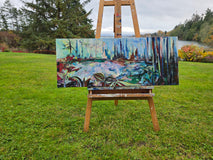 Original art for sale at UGallery.com | Forest Bathing in Blue by Arden Rose | $1,100 | acrylic painting | 16' h x 40' w | thumbnail 3