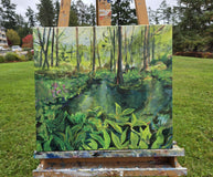 Original art for sale at UGallery.com | Forest Bathing in Green by Arden Rose | $600 | acrylic painting | 20' h x 22' w | thumbnail 3