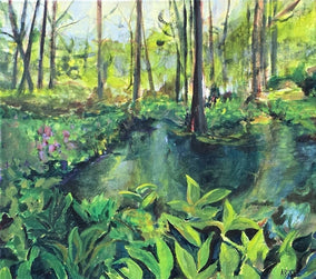 Original art for sale at UGallery.com | Forest Bathing in Green by Arden Rose | $600 | acrylic painting | 20' h x 22' w