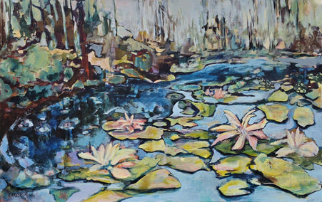 acrylic painting by Arden Rose titled Lilies in Bloom