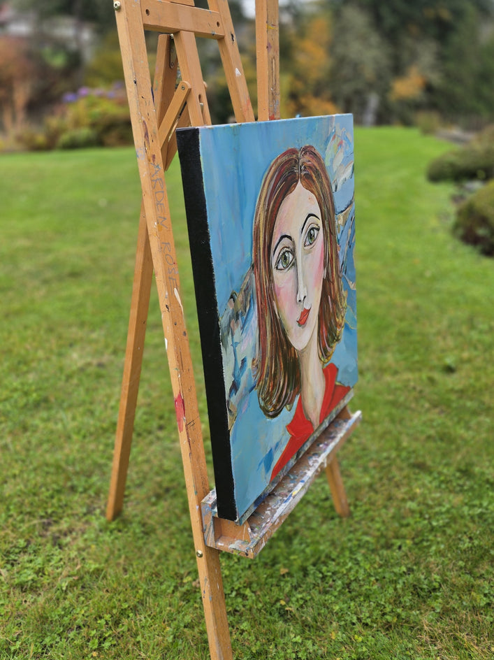 Red Head by Arden Rose |  Side View of Artwork 