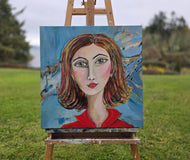 Original art for sale at UGallery.com | Red Head by Arden Rose | $700 | acrylic painting | 24' h x 24' w | thumbnail 3