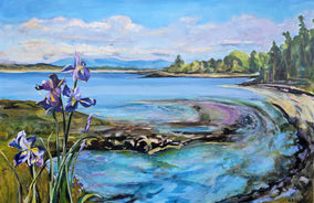 Original art for sale at UGallery.com | Seaside by Arden Rose | $1,200 | acrylic painting | 24' h x 36' w