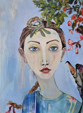 Original art for sale at UGallery.com | In The Company of Birds by Arden Rose | $625 | mixed media artwork | 20' h x 16' w