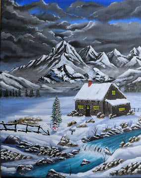 Original art for sale at UGallery.com | Alpine Christmas by Art Clark | $650 | acrylic painting | 20' h x 16' w