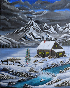 acrylic painting by Art Clark titled Alpine Christmas